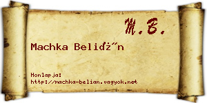 Machka Belián névjegykártya